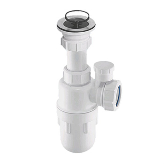 Сифон бутылочный (1 1/2'х40мм) с выпуском (70 мм нержавеющая решетка), пробкой и вентиляционным кл 882434