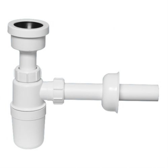 Сифон бутылочный (32ммх32мм) для писсуаров с приёмной воронкой (D44-53мм), отводной трубой (L215мм, 870607