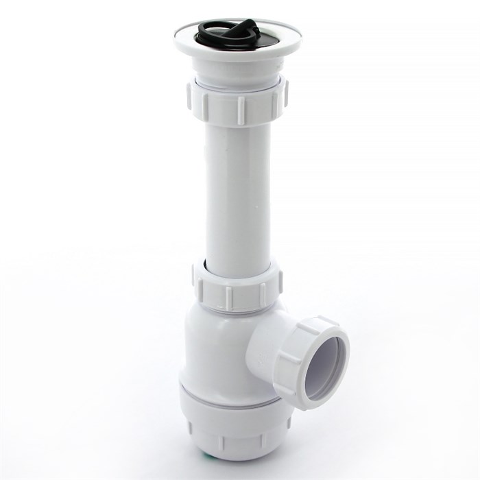 Сифон бутылочный 1 1/2" х 40 мм с вып. 70 мм нерж. решетка, пробкой, выход 40 мм компрес. 866964