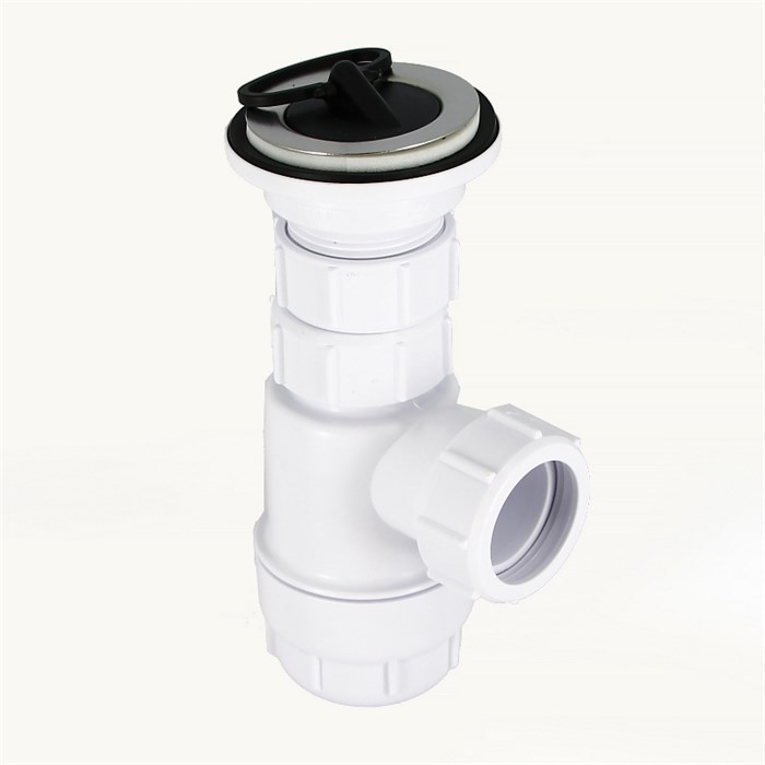 Сифон бутылочный 1 1/4" x 32 мм с вып. 60 мм нерж. решетка, пробкой, выход 32 мм компрес. 886512