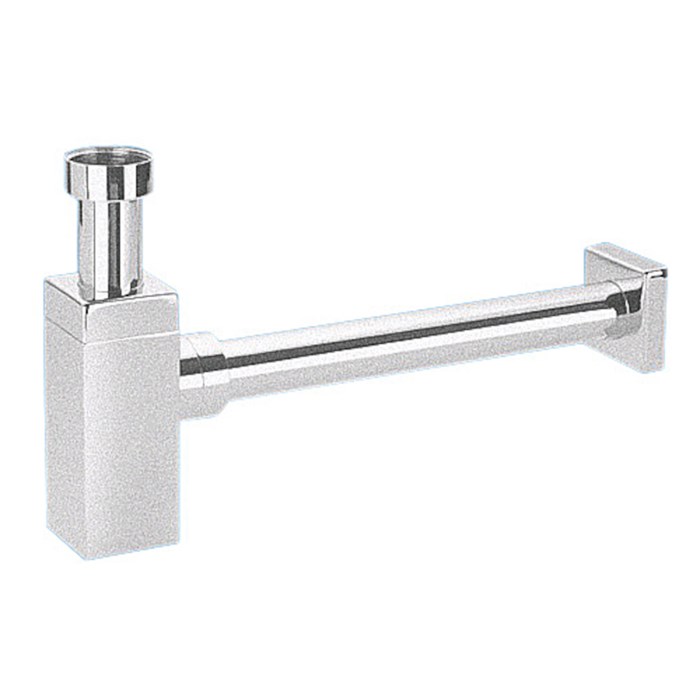 Сифон бутылочный 1 1/4" х 32 мм латунный без вып. отвод 32 мм, выход 32 мм компрес, хром сатиновый 869725