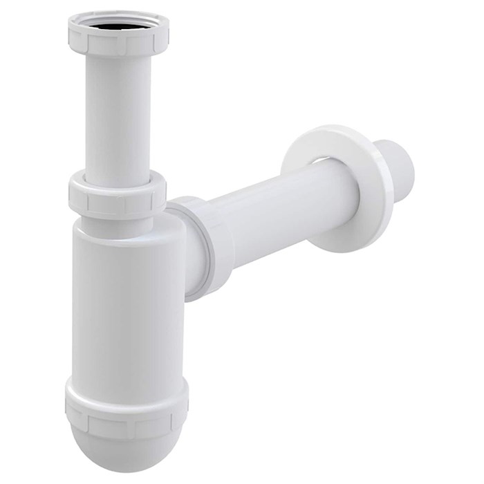 Сифон бутылочный 1"1/4 x 40 мм для раковины (пластик), под донный клапан, белый 872405