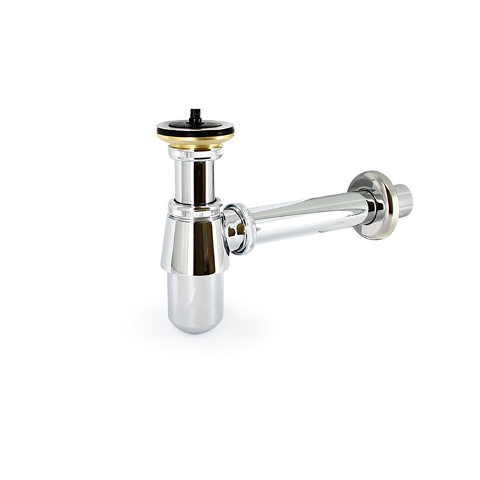 Сифон бутылочный Classic 1 1/4" с выпуском и пробкой, отвод 200 мм, с розеткой, хром 871716