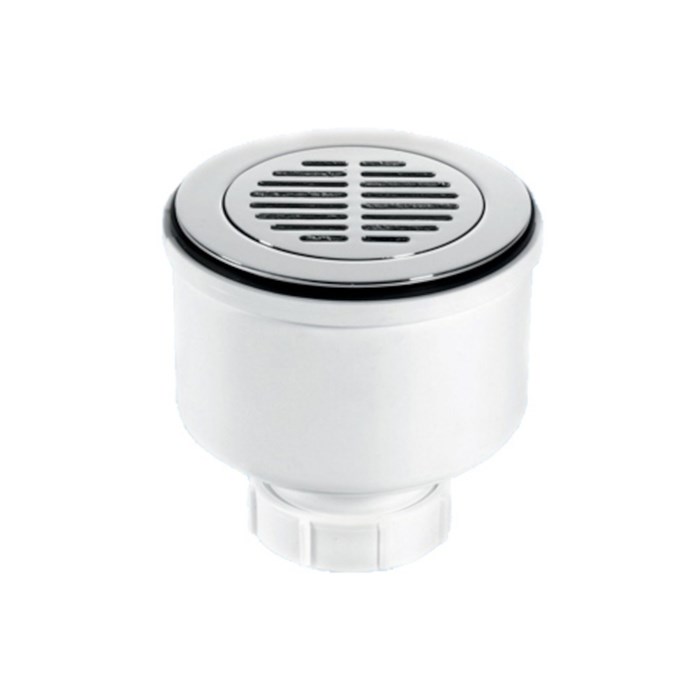 Сифон бутылочный для поддона с выпуском (H105мм; латунь выпуск/сливная решётка-дизайн "Параллельный" 876299