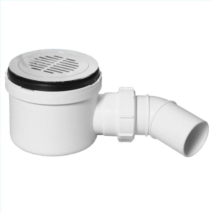 Сифон бутылочный для поддона с выпуском (H85мм; латунь выпуск/сливная решётка-дизайн "Параллельный" 885724