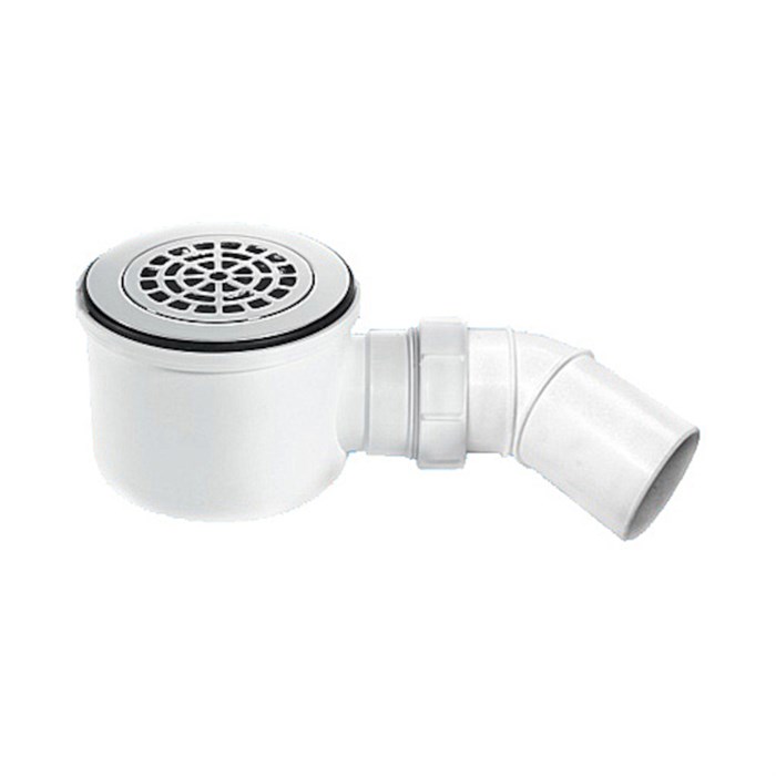 Сифон бутылочный для поддона с выпуском (H85мм; латунь выпуск/сливная решётка-дизайн "Радиальный" D1 874074