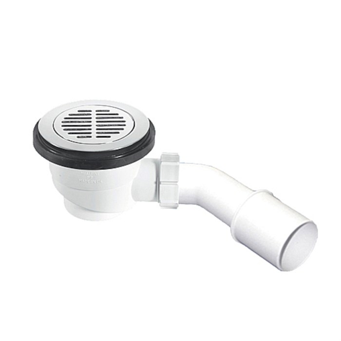 Сифон бутылочный для поддона слив 90-100 мм, дизайн "прорези", высота 82 мм, выход 40/50 мм, хром 885000