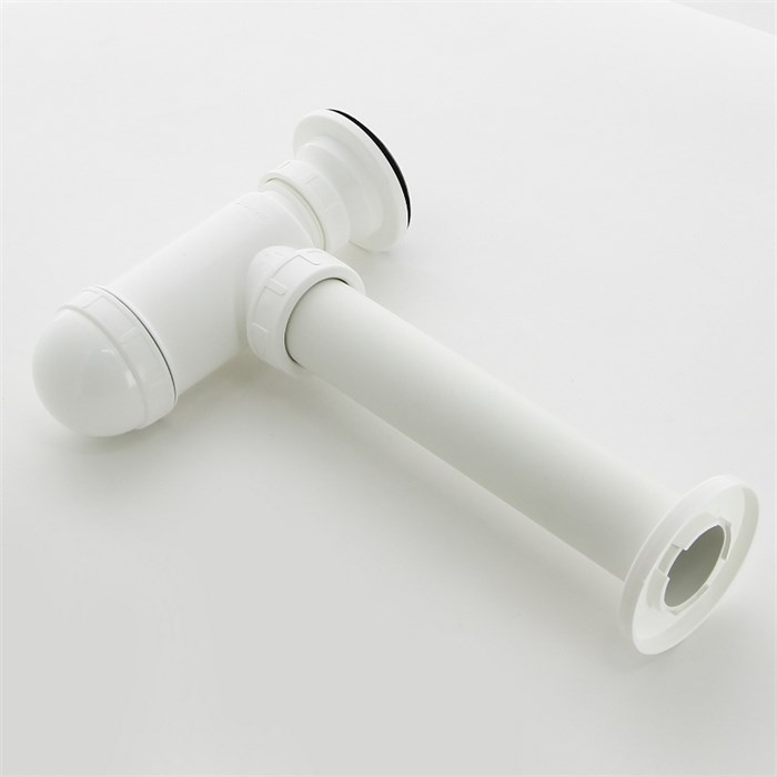 Сифон бутылочный для раковины 1 1/4" x 40 мм с нерж. peшeткой DN63, пластик, белый 887046