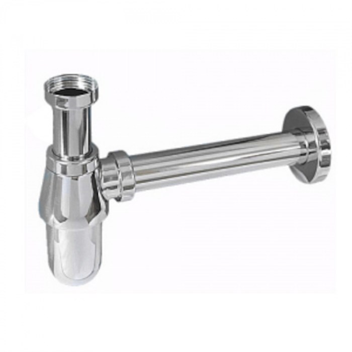 Сифон бутылочный латунный без выпуска (1 1/4"х32мм) с высокой колбой, отводной трубой (L200мм, D32мм 881165