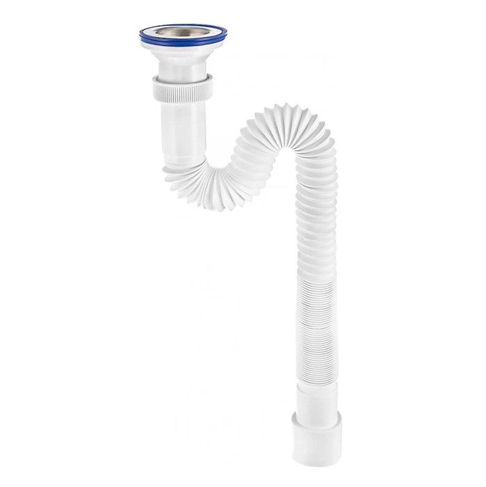 Сифон гофрированный Мини Элит 1 1/2 х 40/50 мм, нерж. чашка D70 мм, L800 мм, с хомутом жёсткости 859951