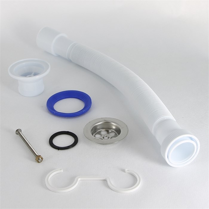 Сифон гофрированный Мини Элит 1 1/2 х 40/50 мм, нерж. чашка D70 мм, удлинён. L1200 мм, с хомутом жёс 862800