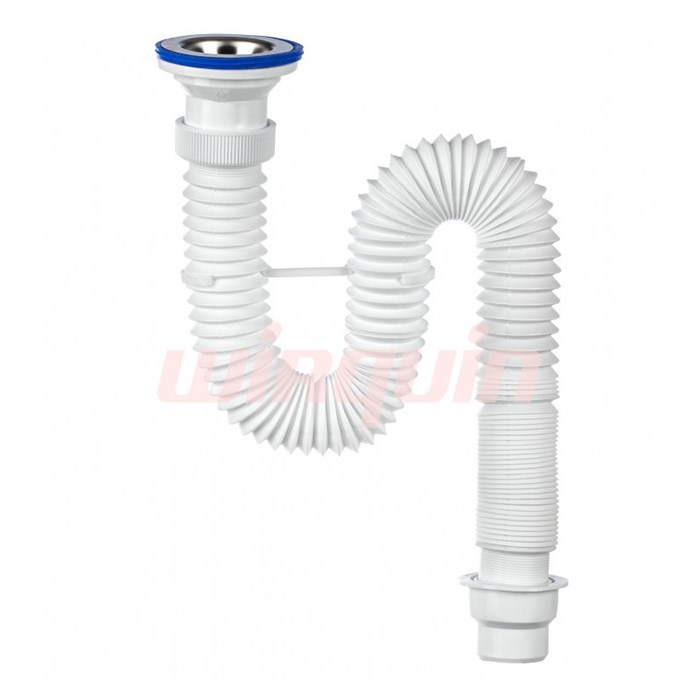 Сифон гофрированный Элит 1 1/2 х 50/40 мм, нерж. чашка D70 мм, L800 мм, с хомутом жёсткости 878336