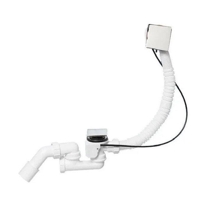Сифон для ванн/поддонов с выпуском и переливом (L330-700ммхD34мм поворотное управление, D70мм нержав 877507