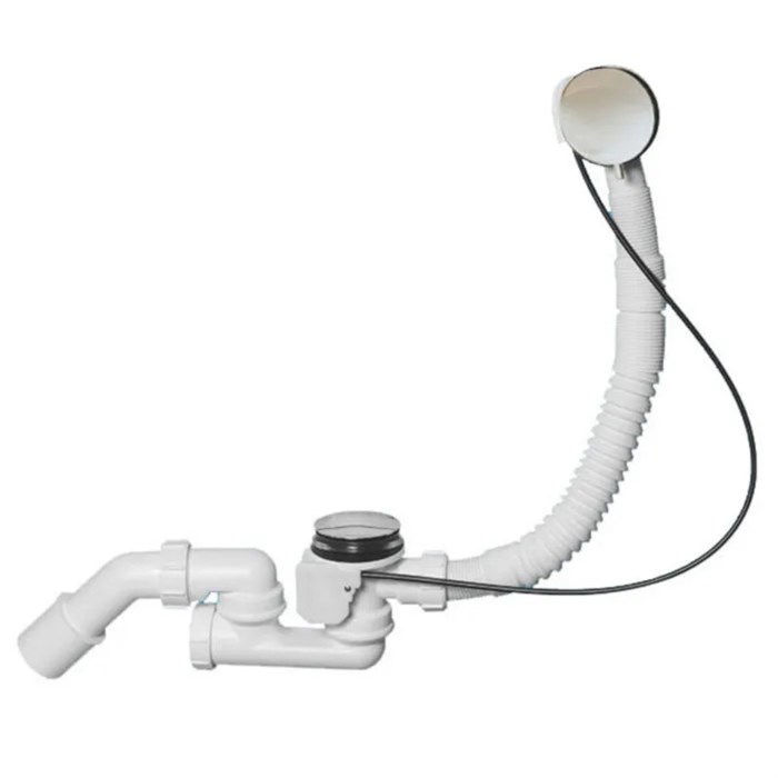 Сифон для ванн/поддонов с выпуском и переливом (L380-700ммхD34мм поворотное управление, D70мм нержав 859643