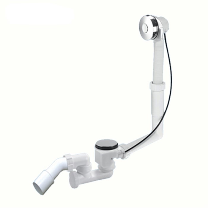 Сифон для ванн/поддонов с выпуском и переливом (жёсткий перелив L515-700ммxD34мм нажимное управление 863013