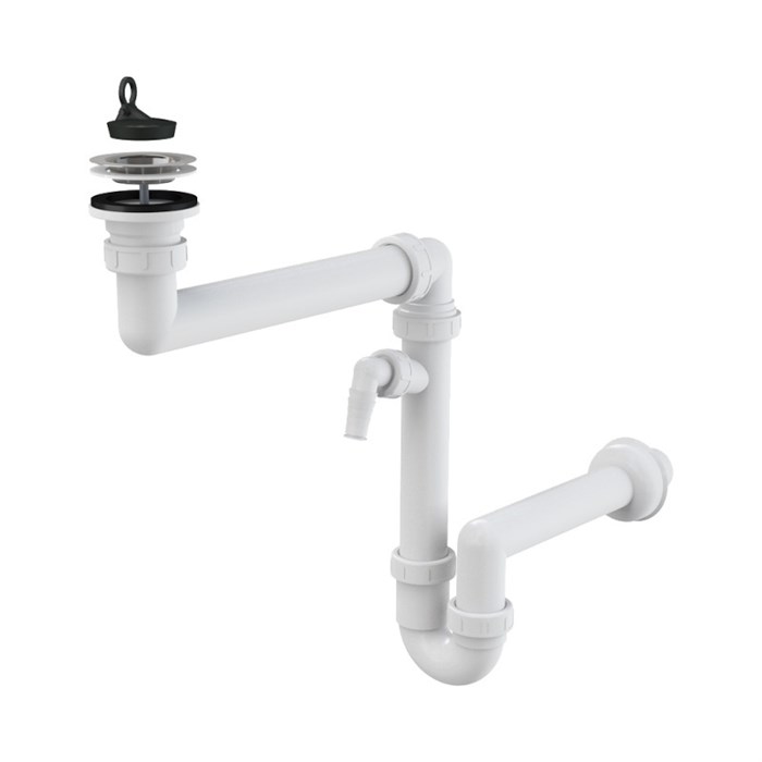 Сифон для мойки 1 1/2" х 40 мм, со штуцером для быт. тех., экономящий пространство 858477