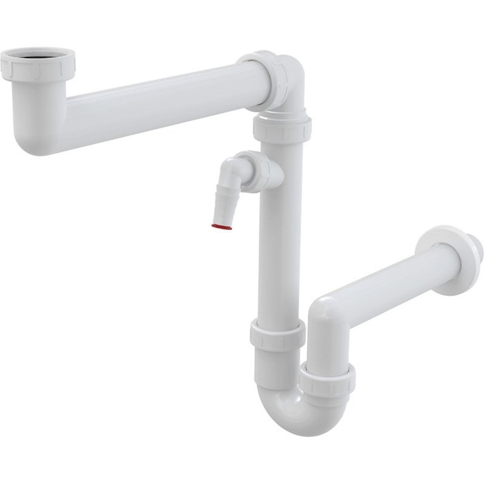 Сифон для мойки экономящий пространство со штуцером и с накидной гайкой 6/4″ 862923