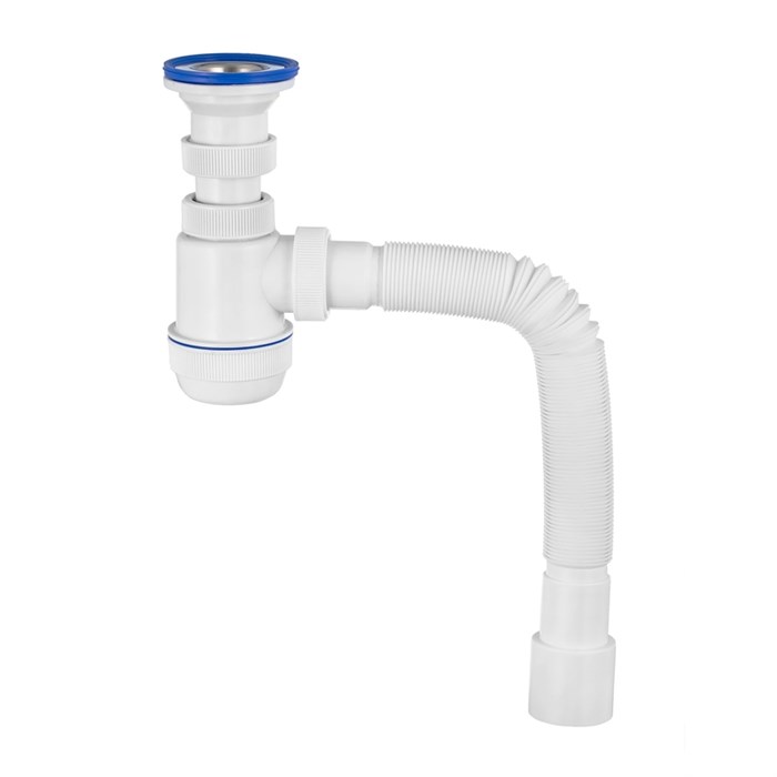 Сифон Мини Элит 1 1/2 х 40 мм, нерж. чашка D63 мм и c гофротрубой L800 мм 40 х 40/50 мм 862935