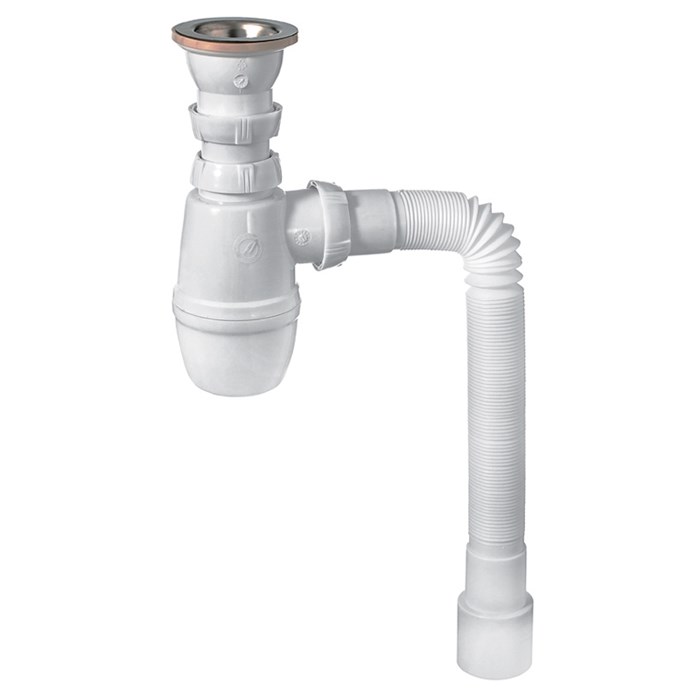 Сифон Минор с выпуском 1 1/2 х 40 мм и с гофротрубой L800 мм, 40 х 40/50 мм 872464