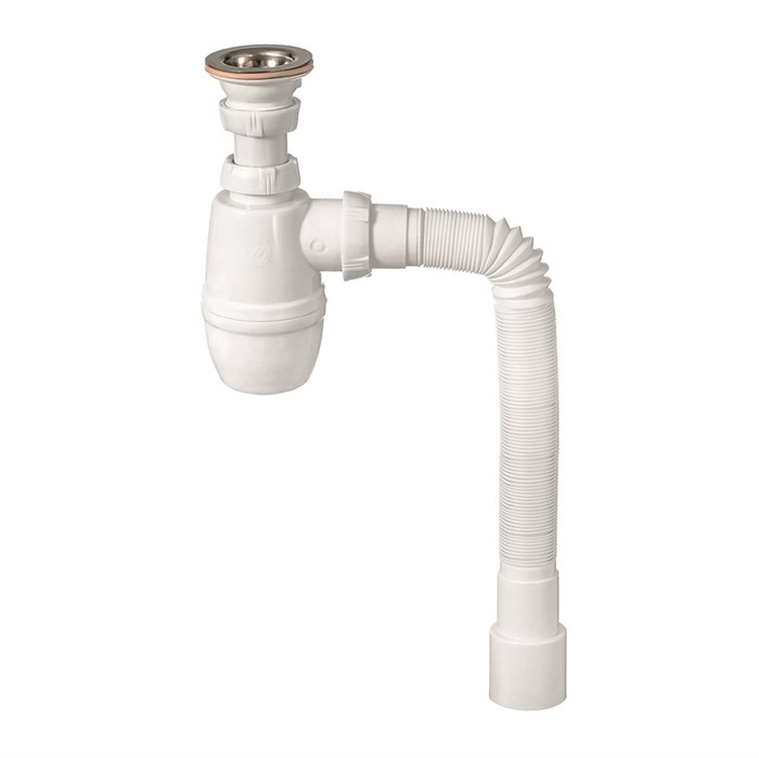 Сифон Минор с выпуском 1 1/4 х 40 мм и с гофротрубой L800 мм, 40 х 40/50 мм 867604