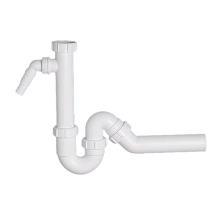 Сифон трубный P/S-образный без выпуска ( 1 1/2"х40мм) с адаптером под углом для слива бытовой техник 860203
