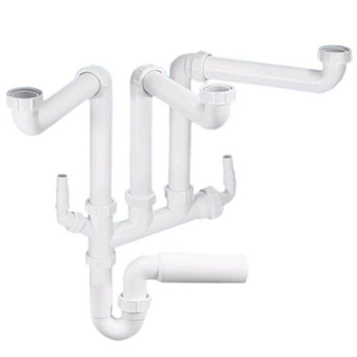 Сифон трубный Р-образный без выпуска ( 1 1/2"х40мм) с 3-мя разнорядными входами 1 1/2"«мама», 2-мя а 867606