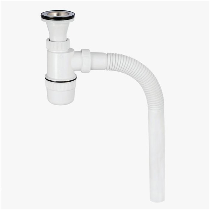 Сифон Эконом 1 1/2 х 40 мм, нерж. чашка D70 мм и с гибким гофроколеном L650 мм 40х40 мм 866051