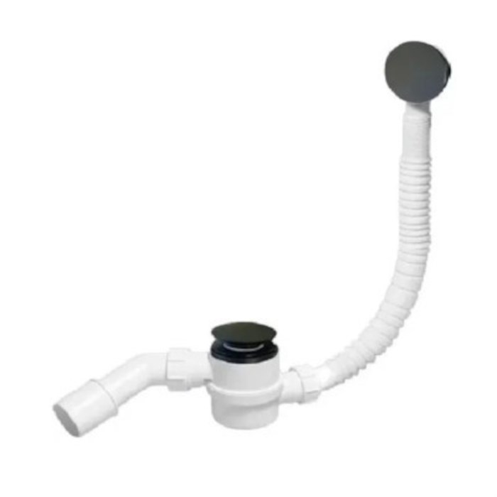 Слив-перелив L=330-700 х 34 мм с раздв. перел., 70 мм слив, выход 40/50 мм, сатиновый  никель 865511