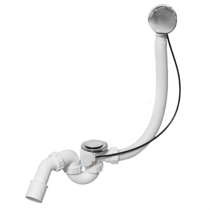 Слив-перелив L=700 х 34 мм, метал. 70 мм слив, выход 40/50 мм, хром, пакет 883933