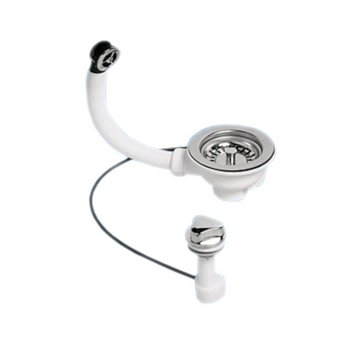 Слив-перелив автомат для мойки L=235 мм х 25 мм, 113 мм нерж. решетка, выход 1 1/2", хром 857265