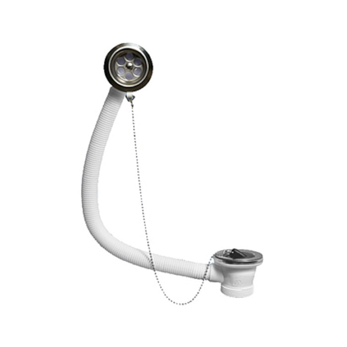 Слив-перелив для ванн/поддонов (L457ммхD25мм, D70мм нержавейка сливная решётка, пробка, цепочка); вы 862037