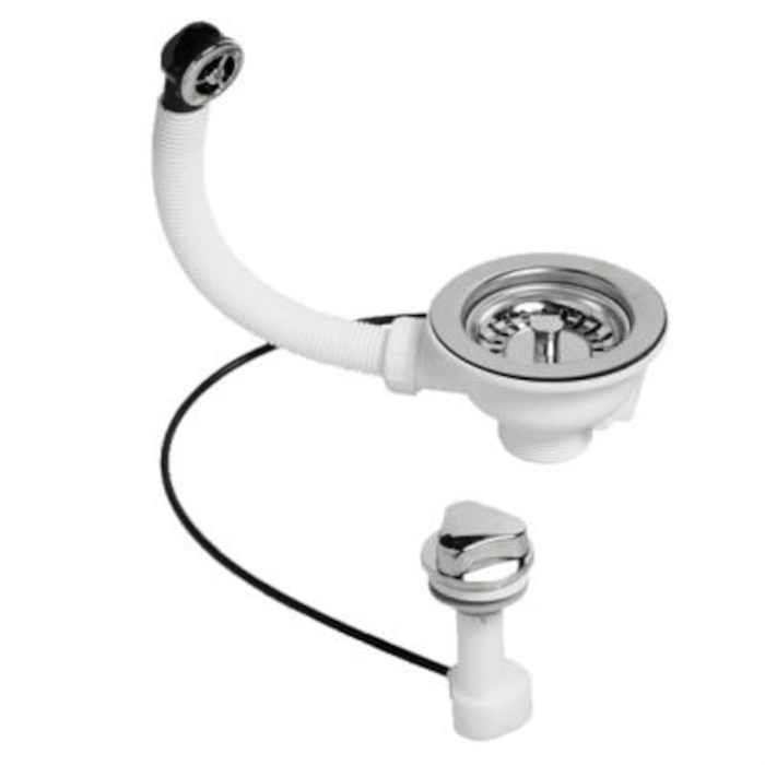 Слив-перелив для мойки под круглое отверстие перелива (L350ммхD25мм, D113мм нержавейка сливная решёт 859062