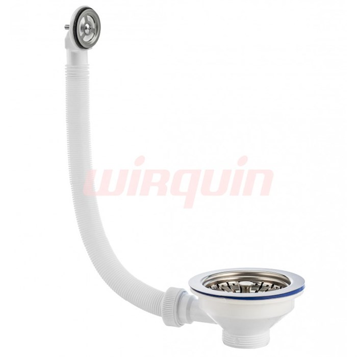 Слив-перелив для мойки Элит 1 1/2, нерж. чашка D114 мм и с круглым переливом L300 мм 872040