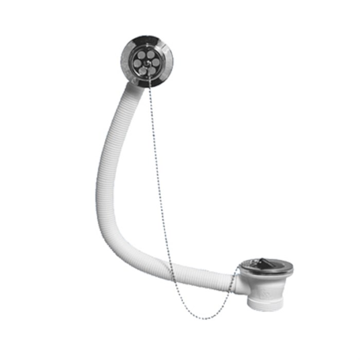 Слив-перелив для тонкостенных ванн/поддонов (L457ммхD25мм, D70мм нержавейка сливная и пластик перели 874835