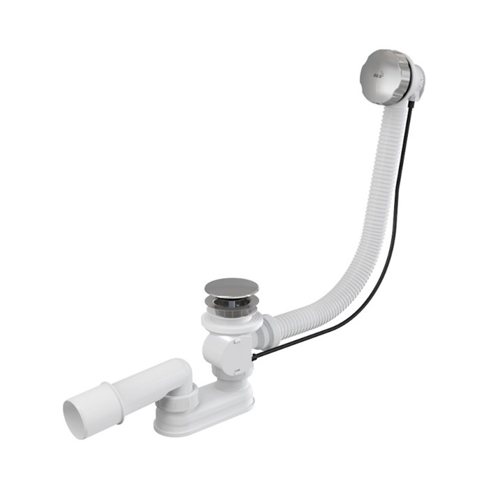 Слив-перелив полуавтомат для ванны 40/50 x 800 мм, пробка слива 70 мм, металл, хром 857975