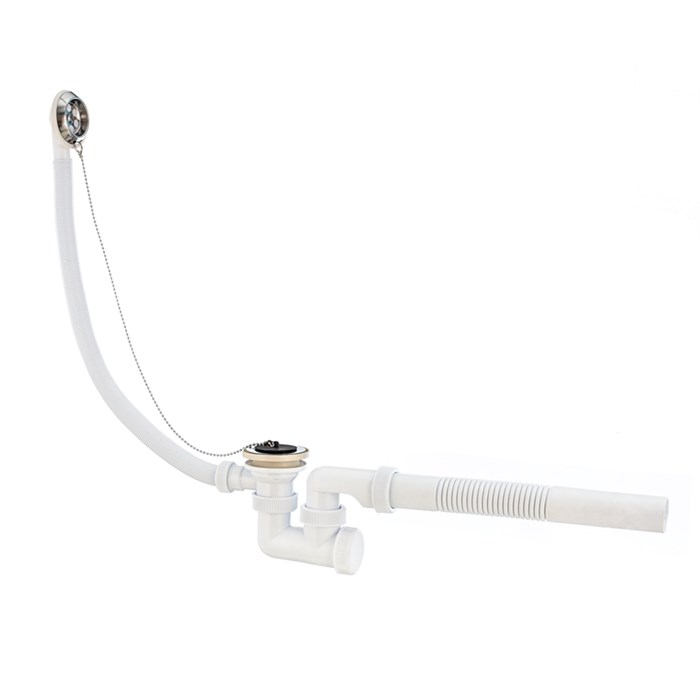 Слив-перелив Универсал 1 1/2 х 40 мм, нерж. сталь,  L800 мм 40 х 40/50 мм, с пробкой на цепочке 872244