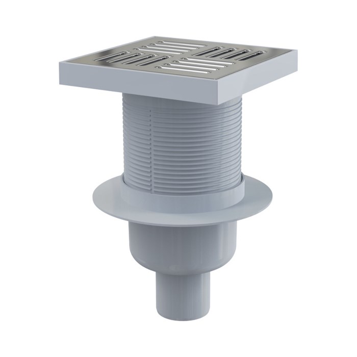 Сливной трап 150 х 150/50 мм верт. выпуск, решетка из нерж. стали, гидрозатвор 878681