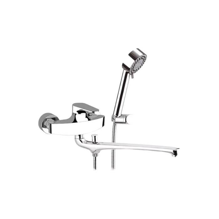 Смеситель для ванны Remer Class Line, длинный излив, с ручным душем и шлангом в комплекте, хром 866408