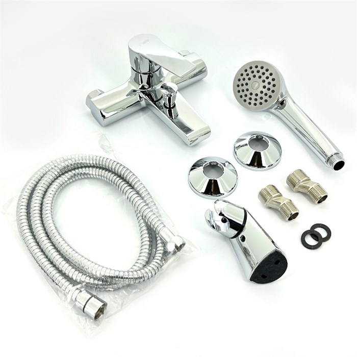 Смеситель для ванны Tiemme Ten TN03 с лейкой, держателем и шлангом, хром 887053