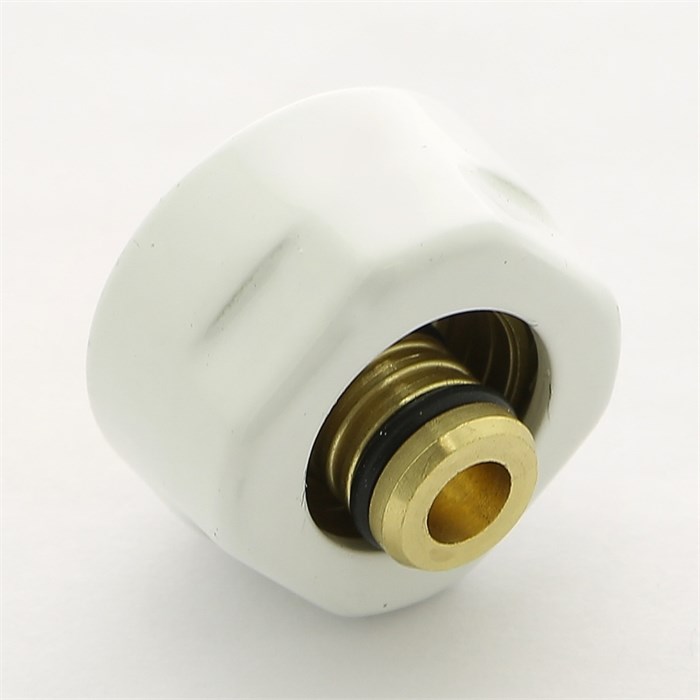 Соединитель для м/п трубы 16,2х2,6 с цилиндрической гайкой цвет белый 877484