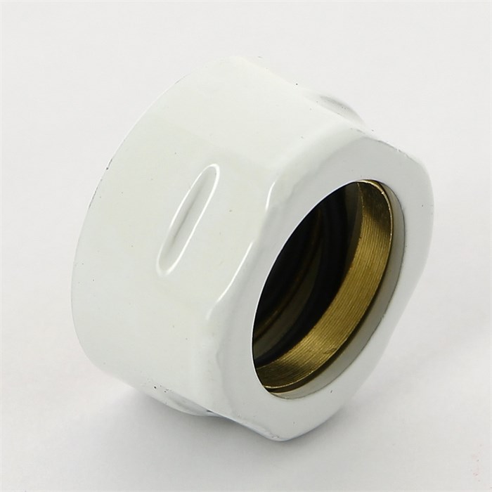 Соединитель для медной трубы диам. 18 с цилиндрической гайкой цвет белый 872162