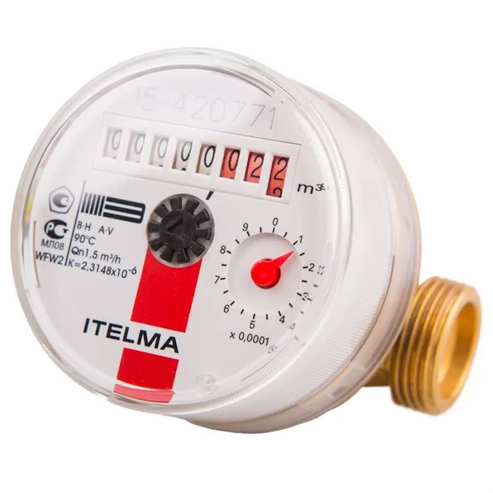 Счетчик для горячей воды Н 3/4 монтажная длина 110мм Qном=1,5 м3/ч 881002