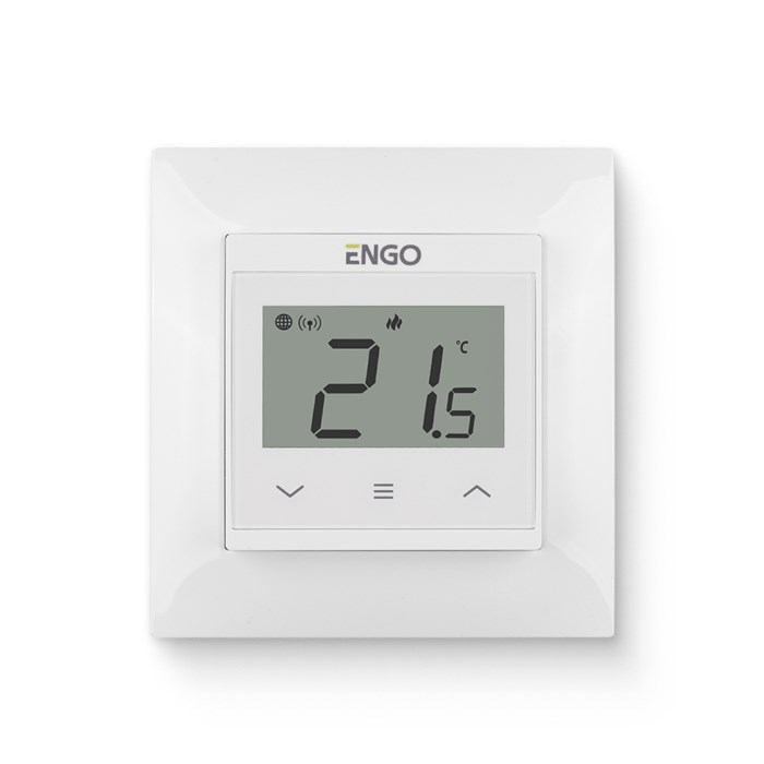 Термостат ENGO E55 комнатный встраиваемый в рамку, программ. с дисплеем, WiFi, белый 880135