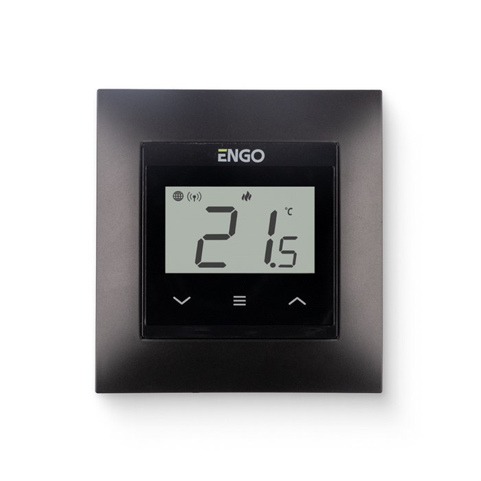 Термостат ENGO E55 комнатный встраиваемый в рамку, программ. с дисплеем, WiFi, черный 866814