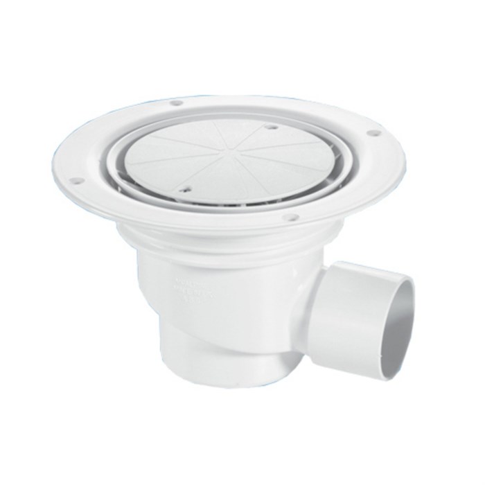 Трап (H130мм, D129/120мм пластик выпуск/сливная решётка) под гибкое напольное покрытие; выход Ду=50м 877051