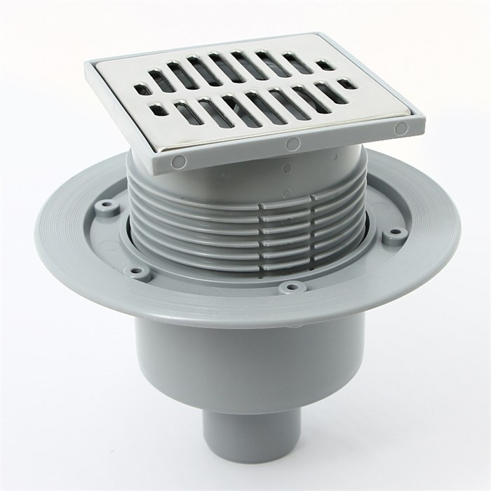 Трап 115 х 115 мм, "сухой" затвор H=87-145 мм, выход 50 мм вертикальный 880104