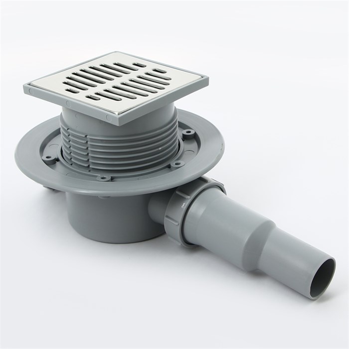 Трап 115 х 115 мм, "сухой" затвор H=87-145 мм, выход 50/40 мм 861379