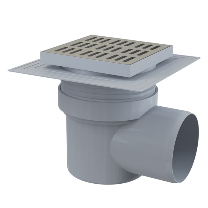 Трап 150 х 150 мм, H=173-193 мм, выпуск 110 мм, нерж.сталь 864094