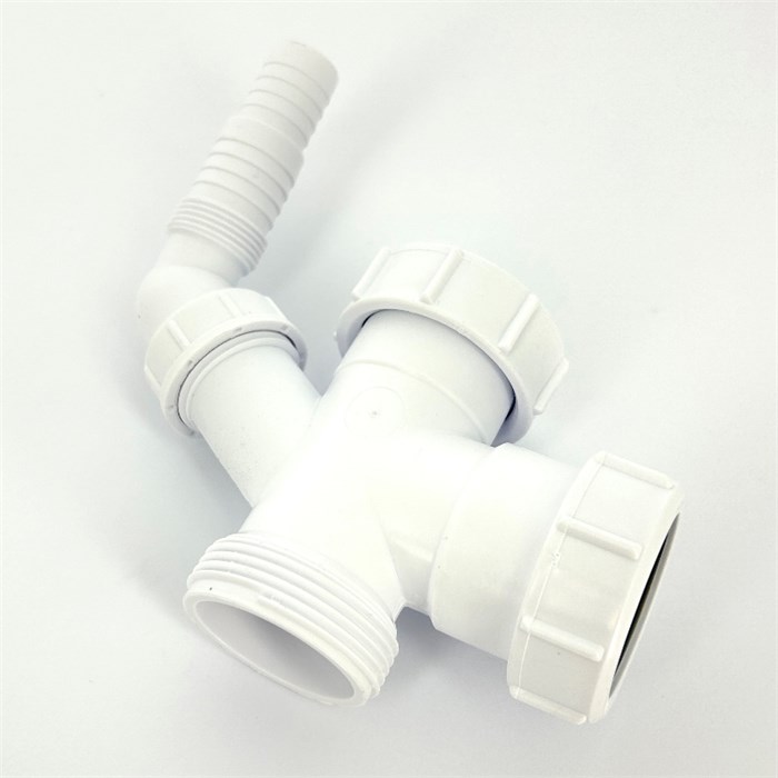 Тройник 1 1/2" х 1 1/2" х 40 мм с адаптером под углом для подкл. слива бытовой техники 863631