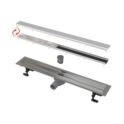 Лоток душевой APZ13-DOUBLE9 850 мм, с решеткой DOUBLE (полная или под плитку), нерж.сталь 882449